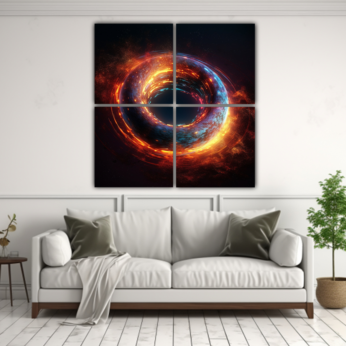 PINTURA DECORATIVA DE CHEN VIBRANTE CON ANILLO 140X140 CM - 2