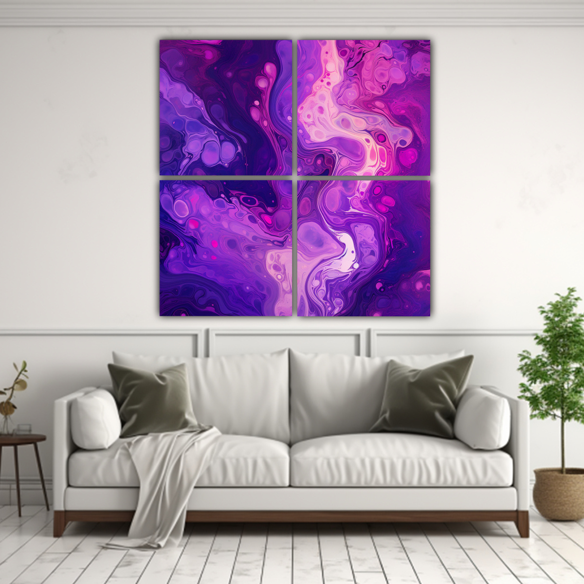 CUADRO ABSTRACTO COLOR LILA PARA DECORACIÓN. 180X180 CM - 2