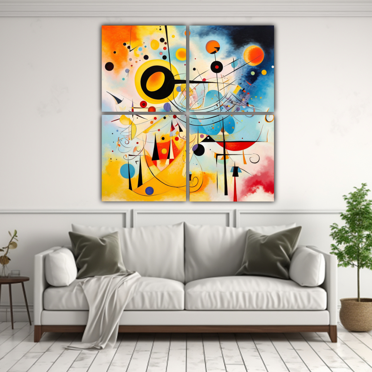 CUATRO CUADROS FORMA INTERIORES ABSTRACCIÓN 140X140 CM - 2