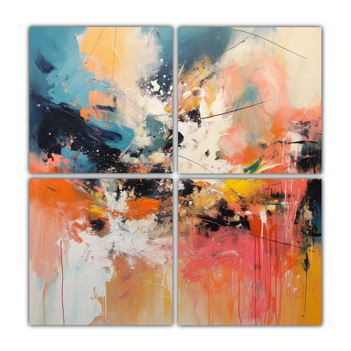 CUATRO LIENZOS DE TELA CON FINAS LÍNEAS BAÑO K 120X120 CM - 1