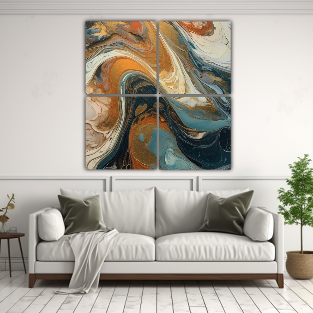 CUATRO TELAS EN BASTIDOR INSPIRACIÓN SIMÉTRICO 60X60 CM - 2