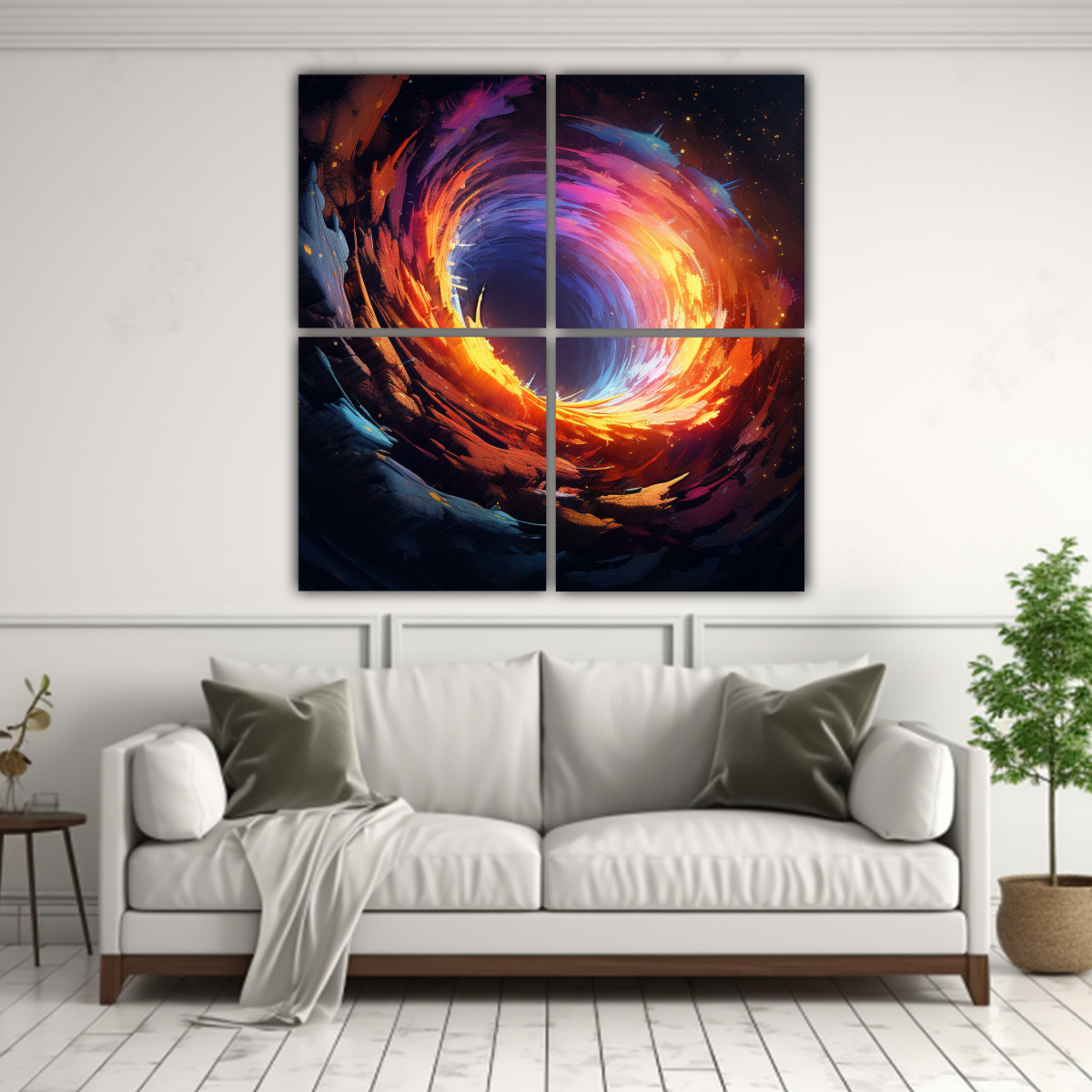 LIENZOS ACUARELA DORMITORIO CON AGUJERO DE GUSANO 60X60 CM - 2