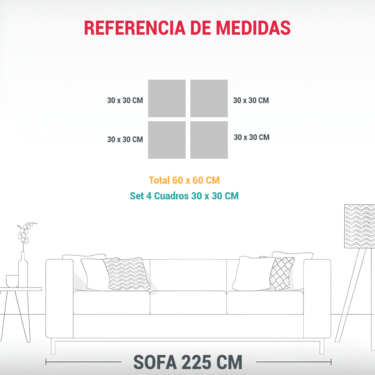 LIENZOS ACUARELA DORMITORIO CON AGUJERO DE GUSANO 60X60 CM - 3