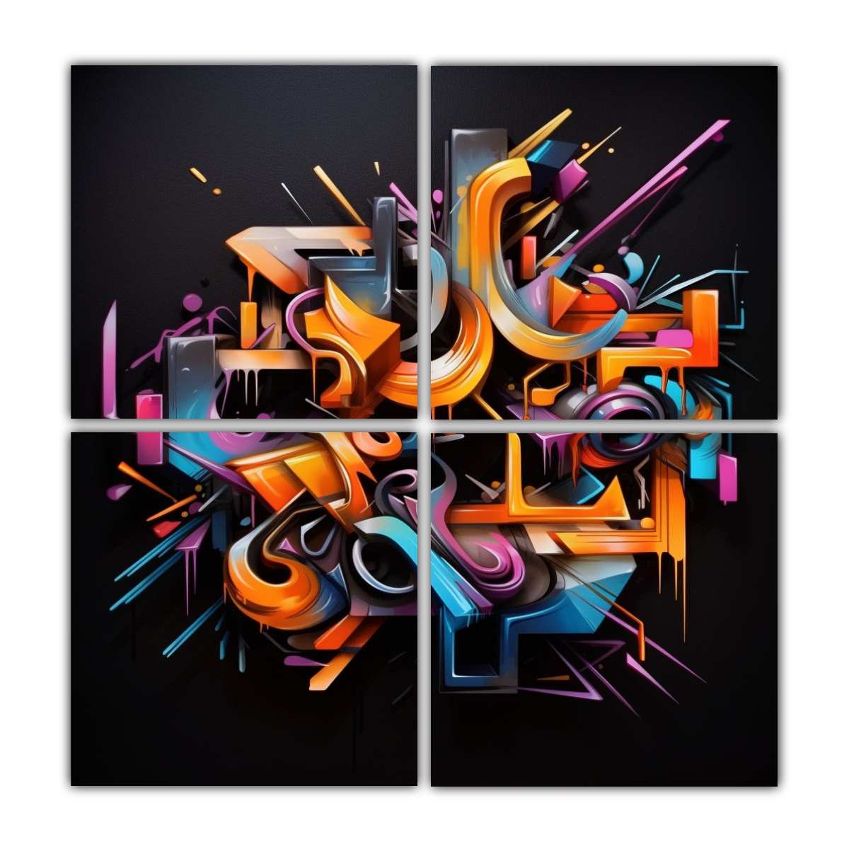 CUATRO CUADROS ABSTRACTOS HERMOSOS VIDA EN 160X160 CM - 1