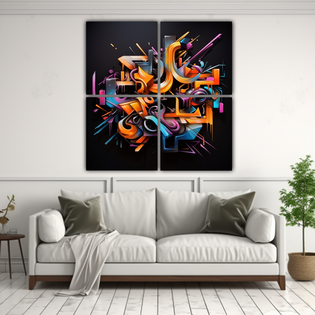CUATRO CUADROS ABSTRACTOS HERMOSOS VIDA EN 160X160 CM - 2