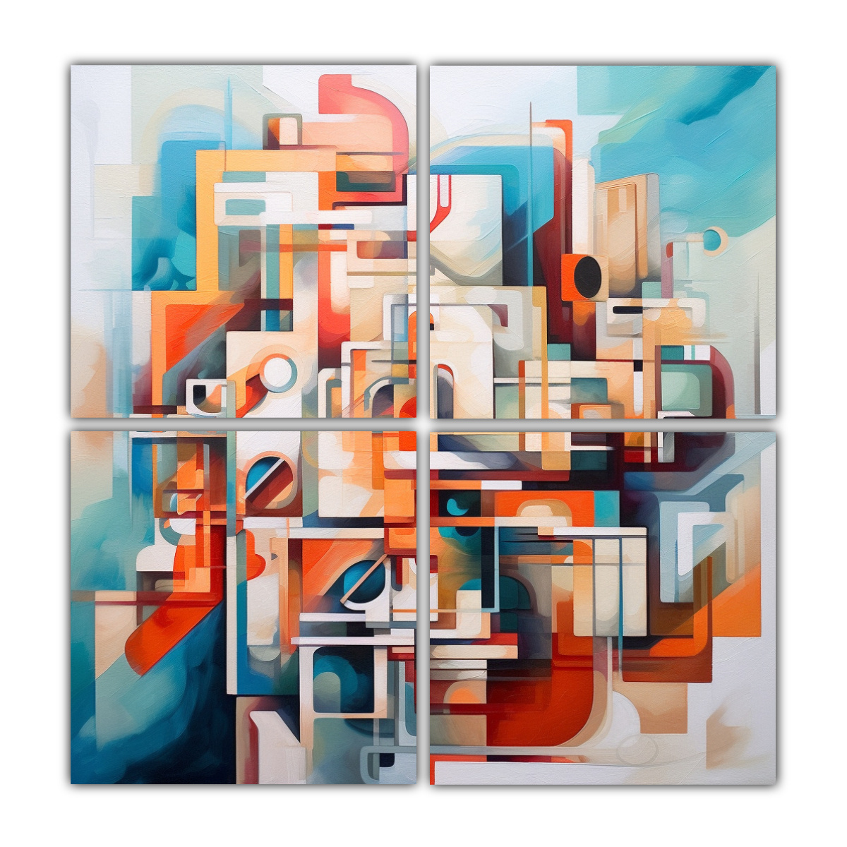 PINTURAS DECORATIVAS DE TELA ACUARELA SURREALISTA 80X80 CM - 1