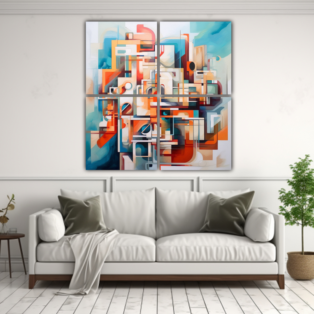 PINTURAS DECORATIVAS DE TELA ACUARELA SURREALISTA 80X80 CM - 2