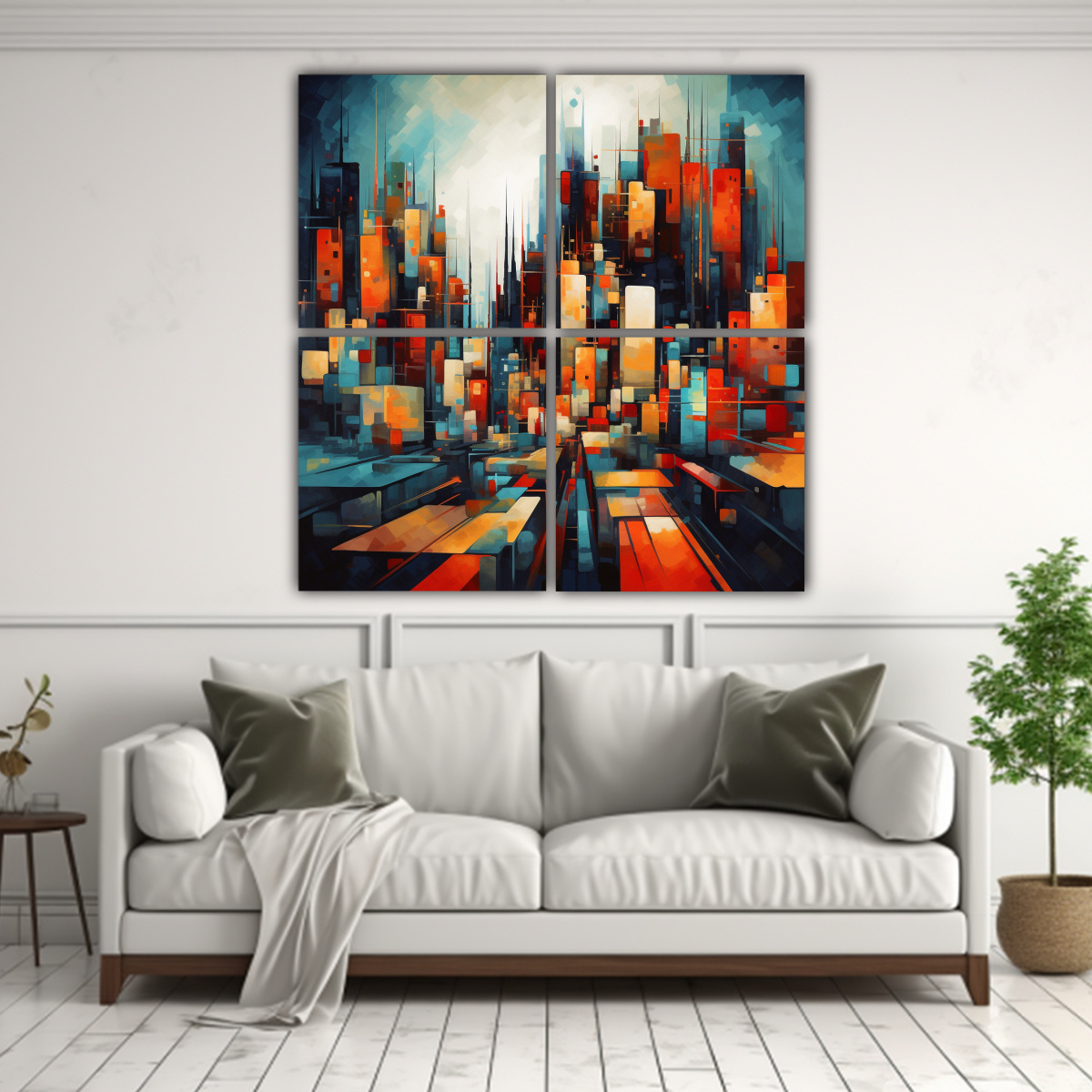 CUATRO TELAS EN BASTIDOR PATRON INTENSO ESTILO 200X200 CM - 2