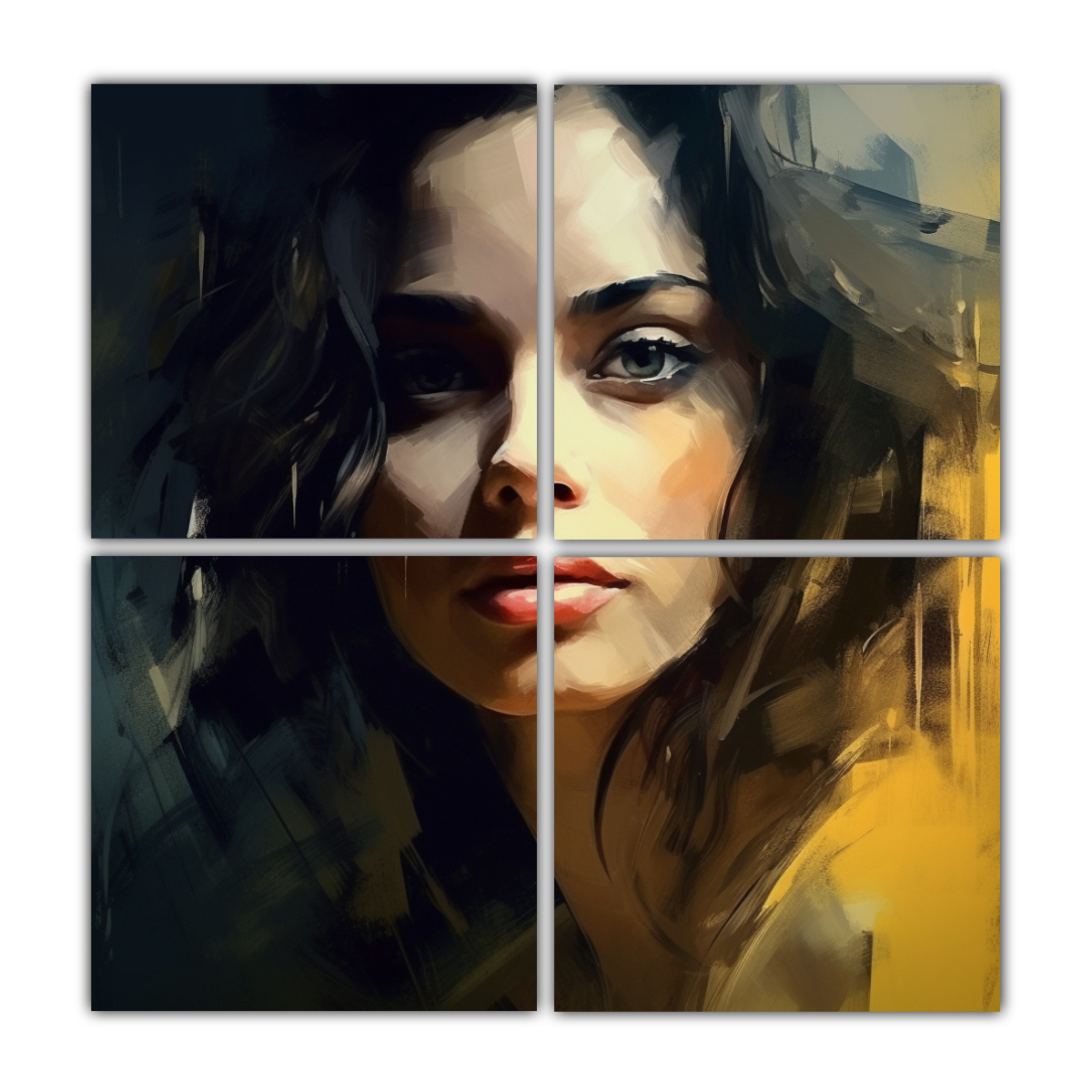 CUADRIPTICO EFECTO VISUAL ROSTRO MUJER ESTILO 60X60 CM - 1