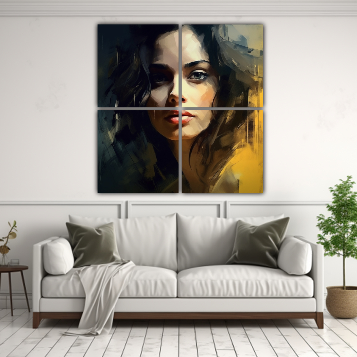 CUADRIPTICO EFECTO VISUAL ROSTRO MUJER ESTILO 60X60 CM - 2