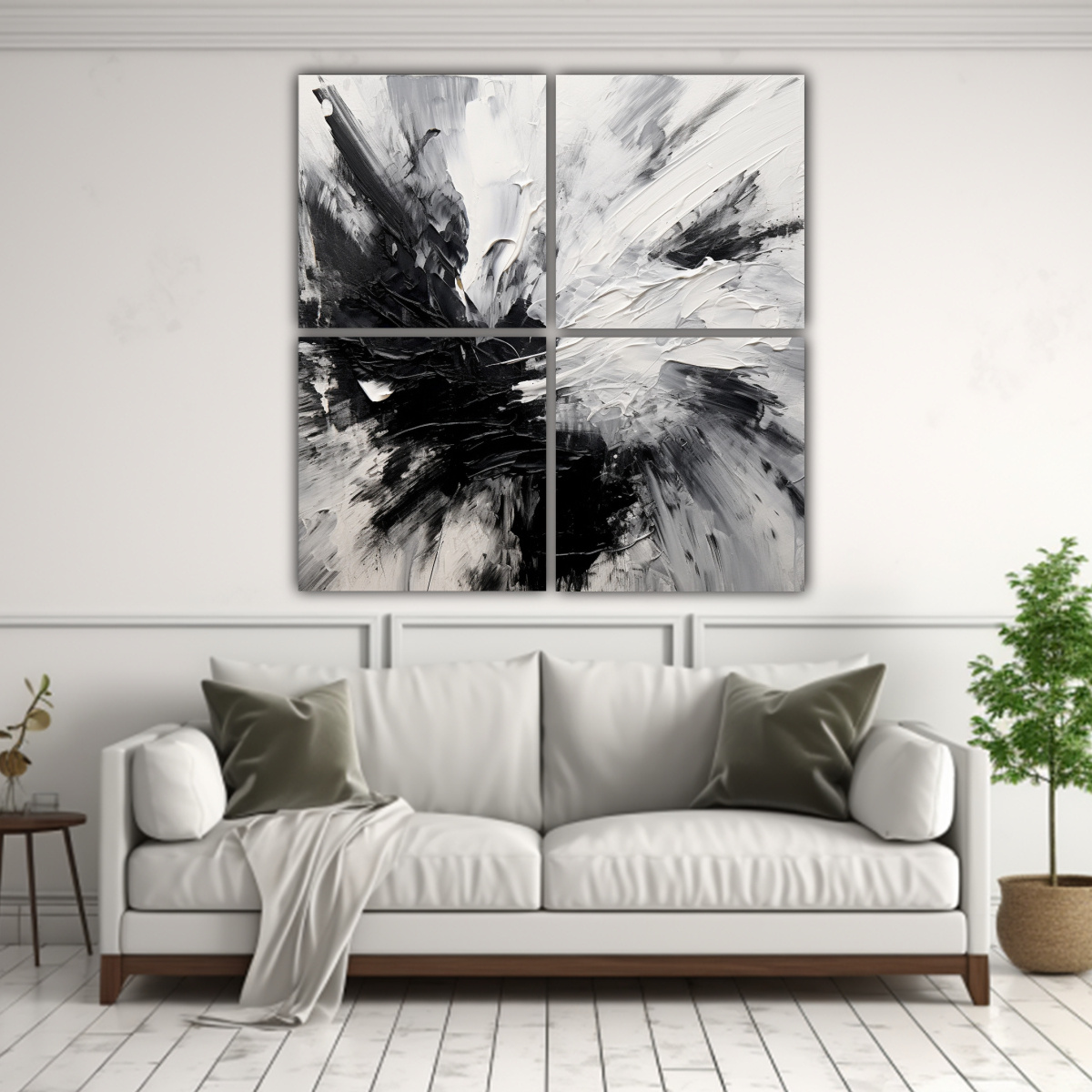 PINTURA ABSTRACTA DE 4 PANELES EN BASTIDOR MODERNO 120X120 CM - 2