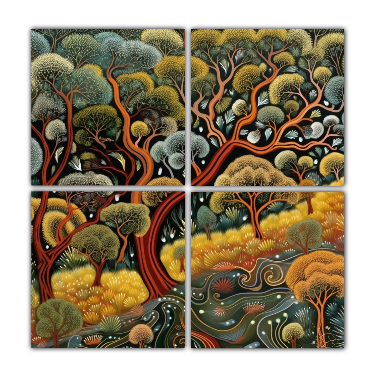 CUATRO CUADROS MODERNOS URBANOS EN BASTIDOR CON 60X60 CM - 1