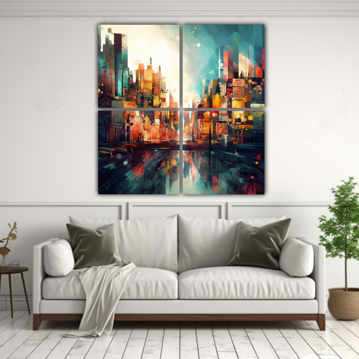 CUATRO CUADROS ABSTRACTOS DE DECORACIÓN ESTILO 40X40 CM - 2