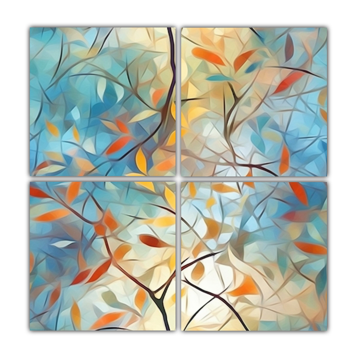CUATRO ARTES DE PARED ESTILO CLÁSICO RAMAS Y 140X140 CM - 1