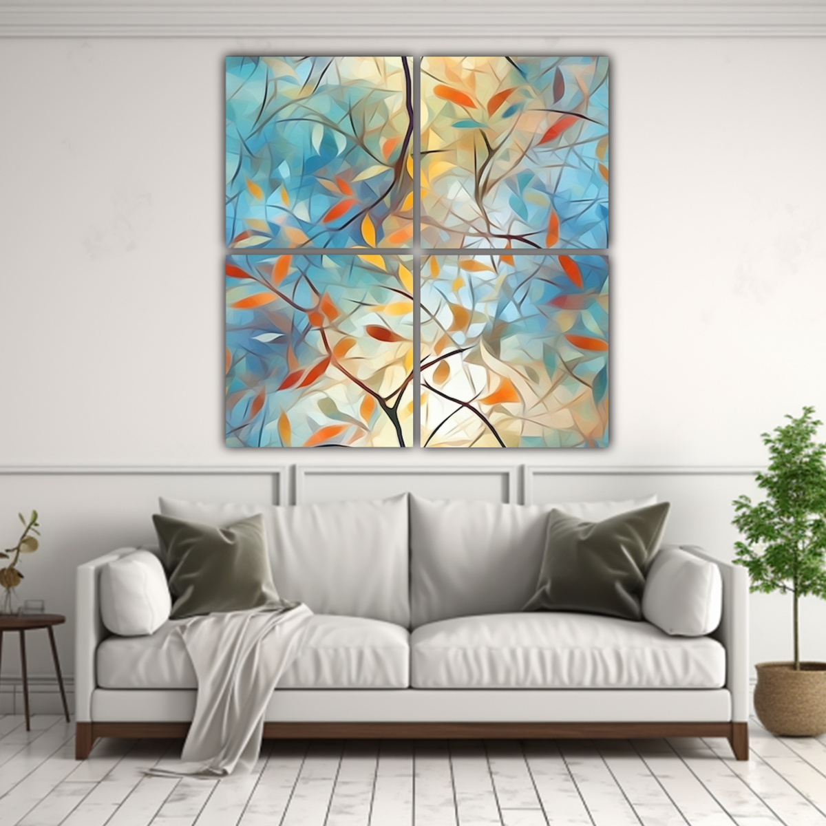 CUATRO ARTES DE PARED ESTILO CLÁSICO RAMAS Y 140X140 CM - 2