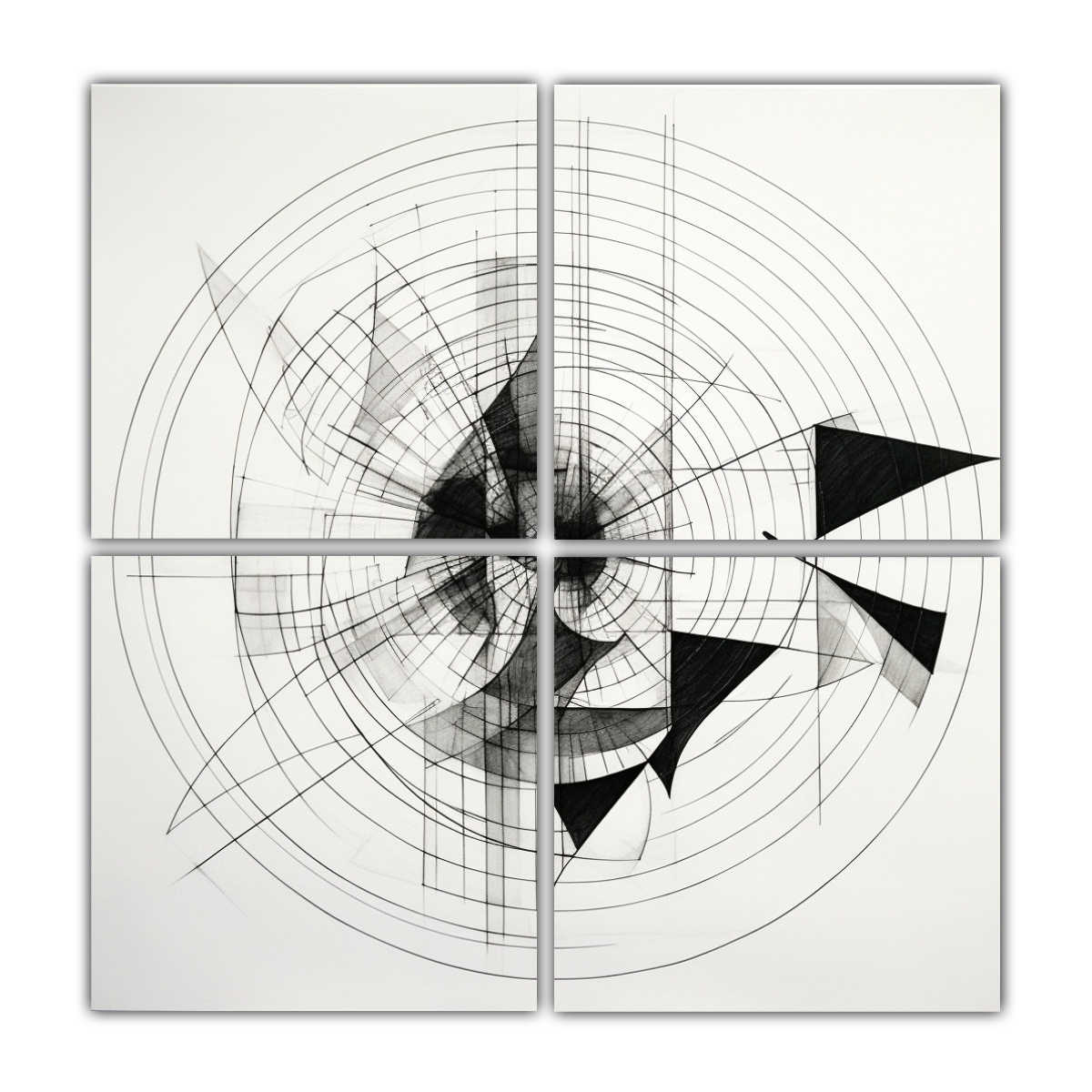 CUATRO LIENZOS DE TELA MODERNOS CON LÍNEAS 60X60 CM - 1