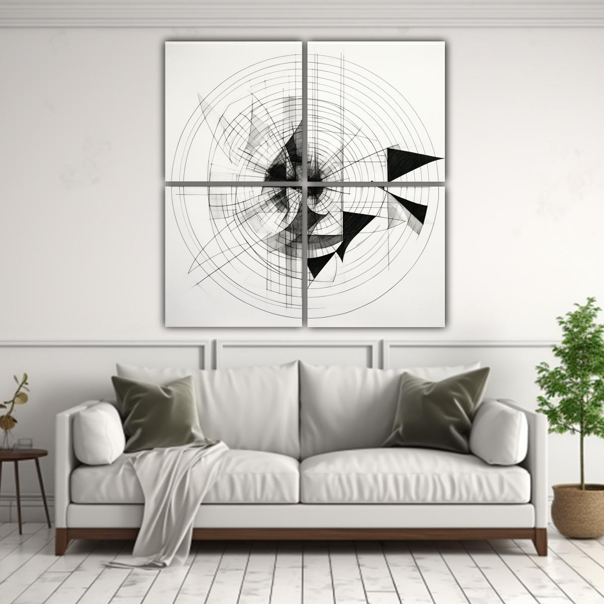 CUATRO LIENZOS DE TELA MODERNOS CON LÍNEAS 60X60 CM - 2