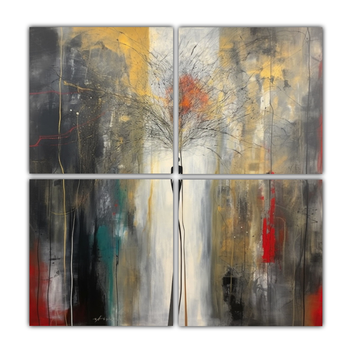 CUADRO DE ARTE ABSTRACTO EN TONOS GRIS CLARO, 40X40 CM