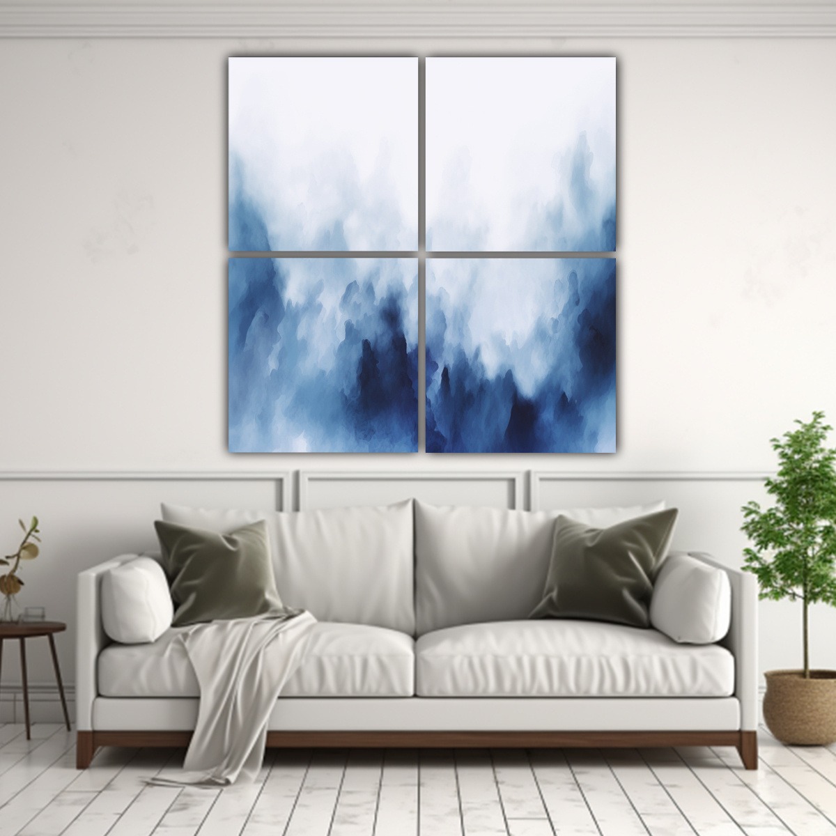 PINTURA EN LIENZO DE HERMOSAS OLAS AZULES EN 120X120 CM - 2