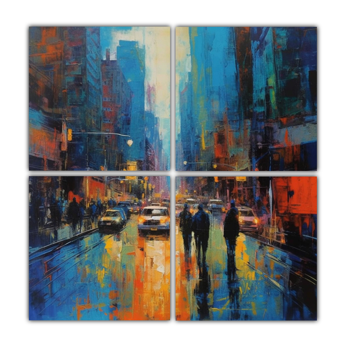 PINTURA ABSTRACTA DINÁMICA ARTE PARED DISEÑO NYC 120X120 CM - 1
