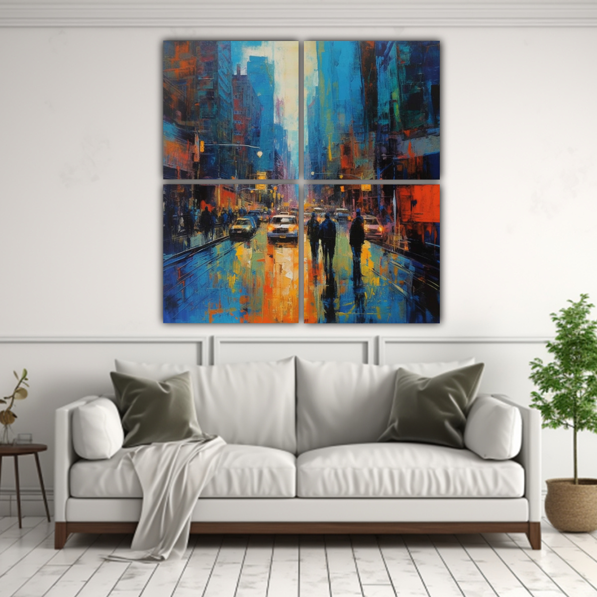 PINTURA ABSTRACTA DINÁMICA ARTE PARED DISEÑO NYC 120X120 CM - 2