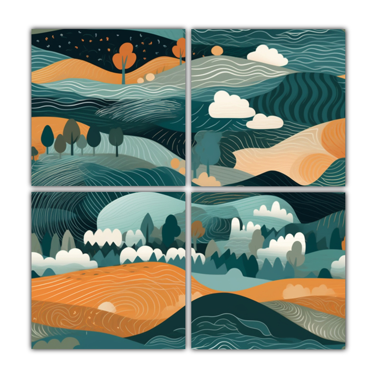 LIENZOS DE TELA COLORES VIBRANTES PAISAJES 40X40 CM - 1