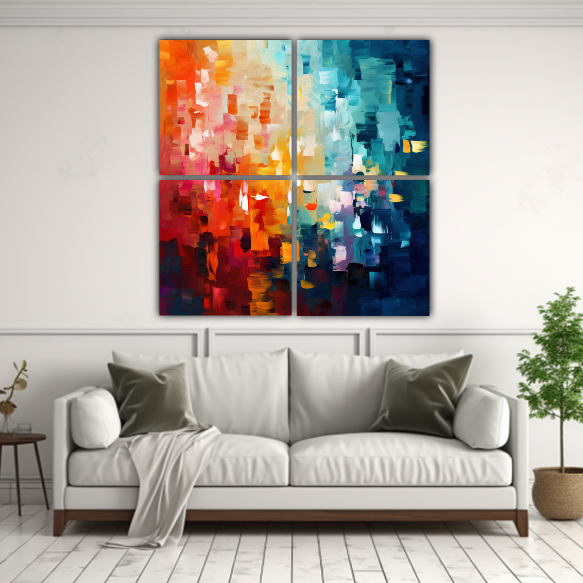 CUATRO COMPOSICIONES DECORATIVAS CON COLORES 120X120 CM - 2