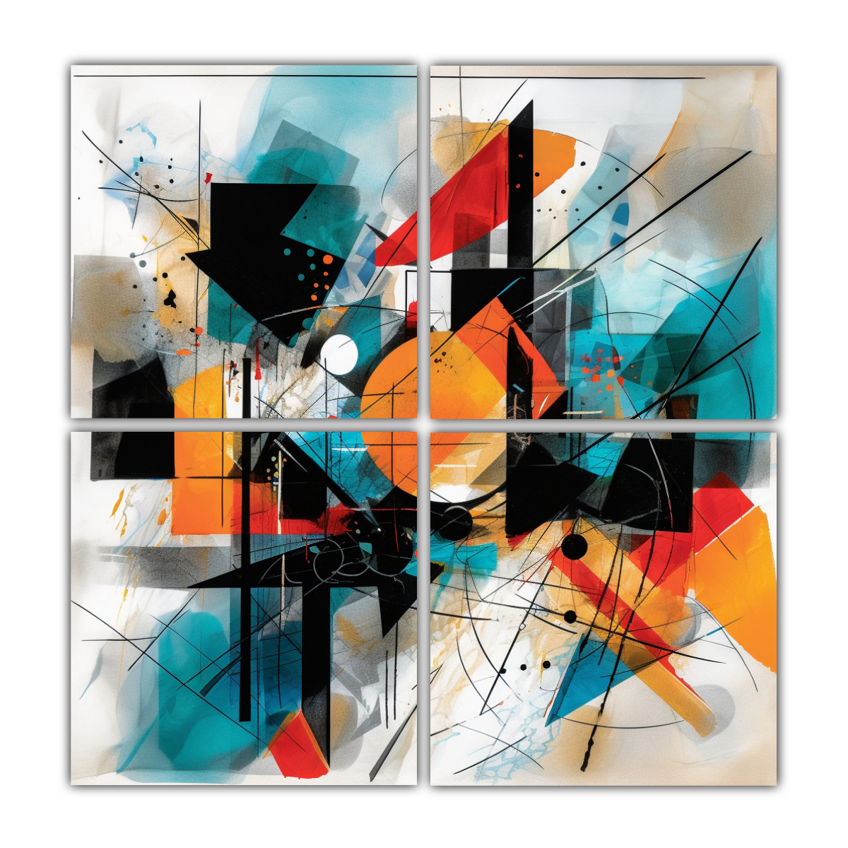 CUATRO TELAS EN BASTIDOR DIBUJO ADORNO: UNA 200X200 CM - 1