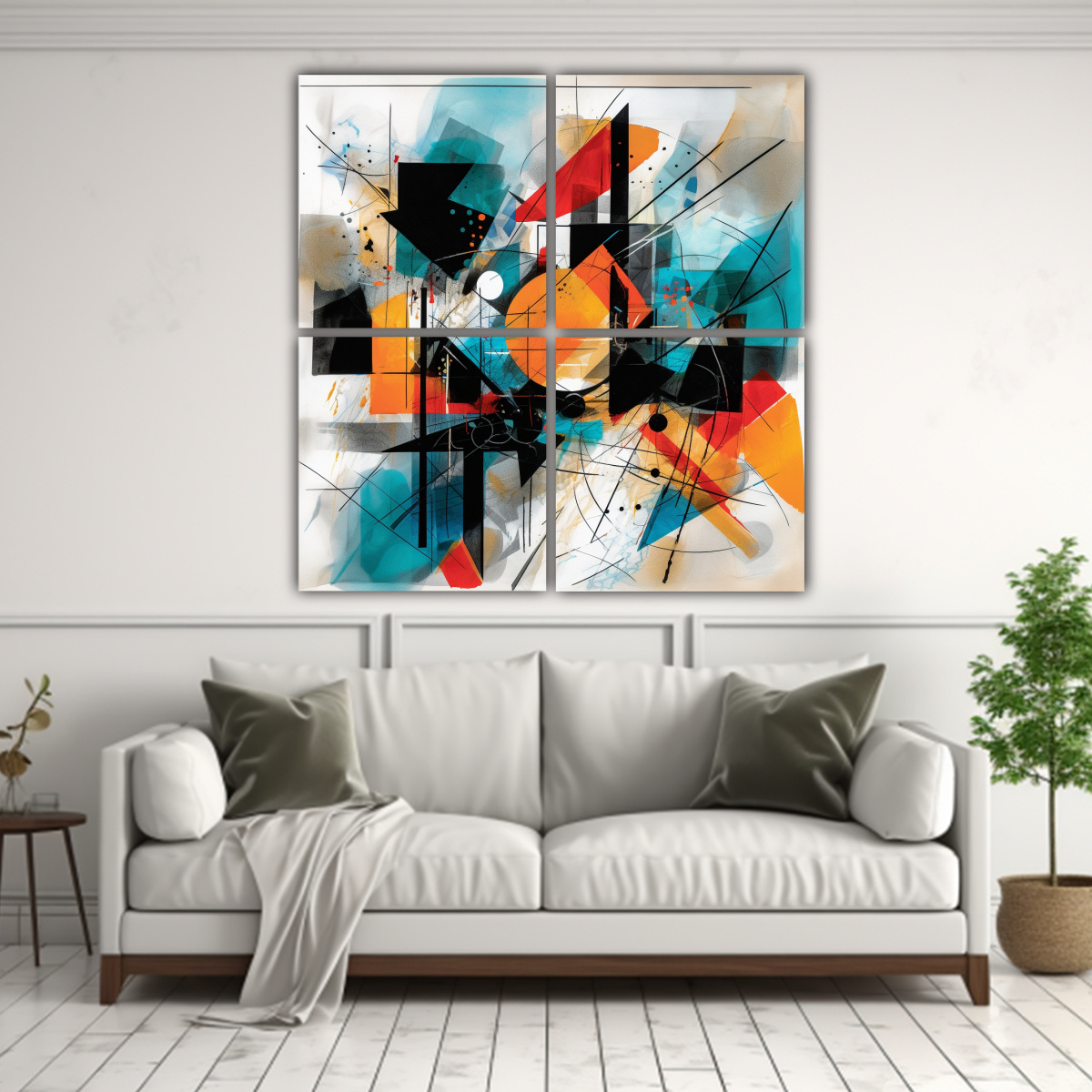 CUATRO TELAS EN BASTIDOR DIBUJO ADORNO: UNA 200X200 CM - 2