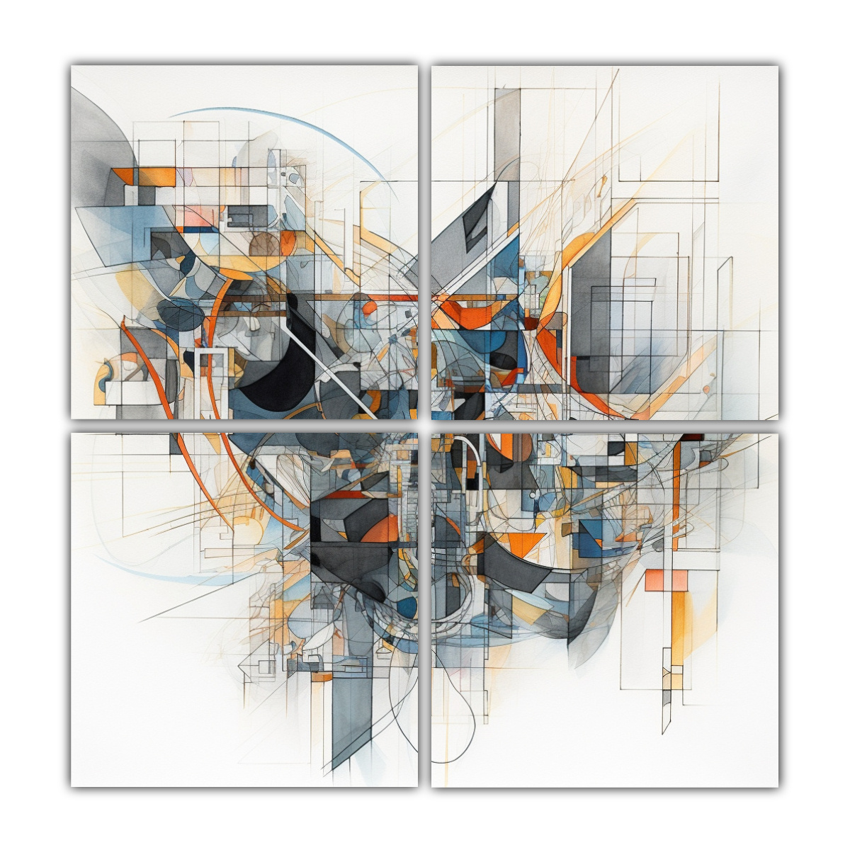 CUATRO TELAS EN BASTIDOR ABSTRACTO FANTÁSTICO 200X200 CM - 1