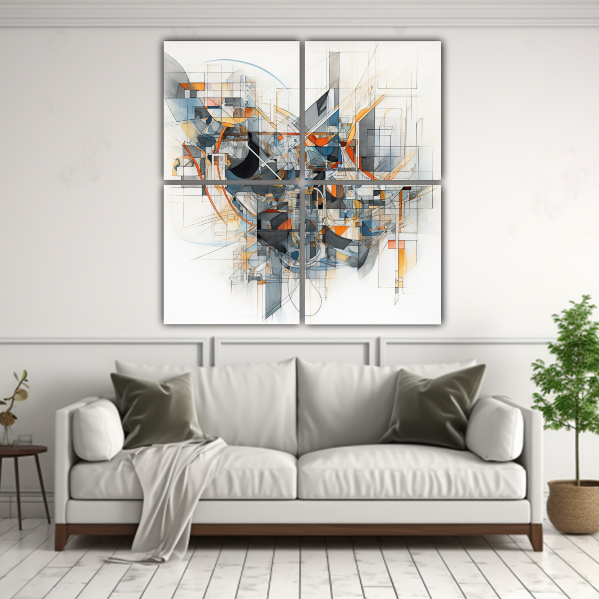 CUATRO TELAS EN BASTIDOR ABSTRACTO FANTÁSTICO 200X200 CM - 2