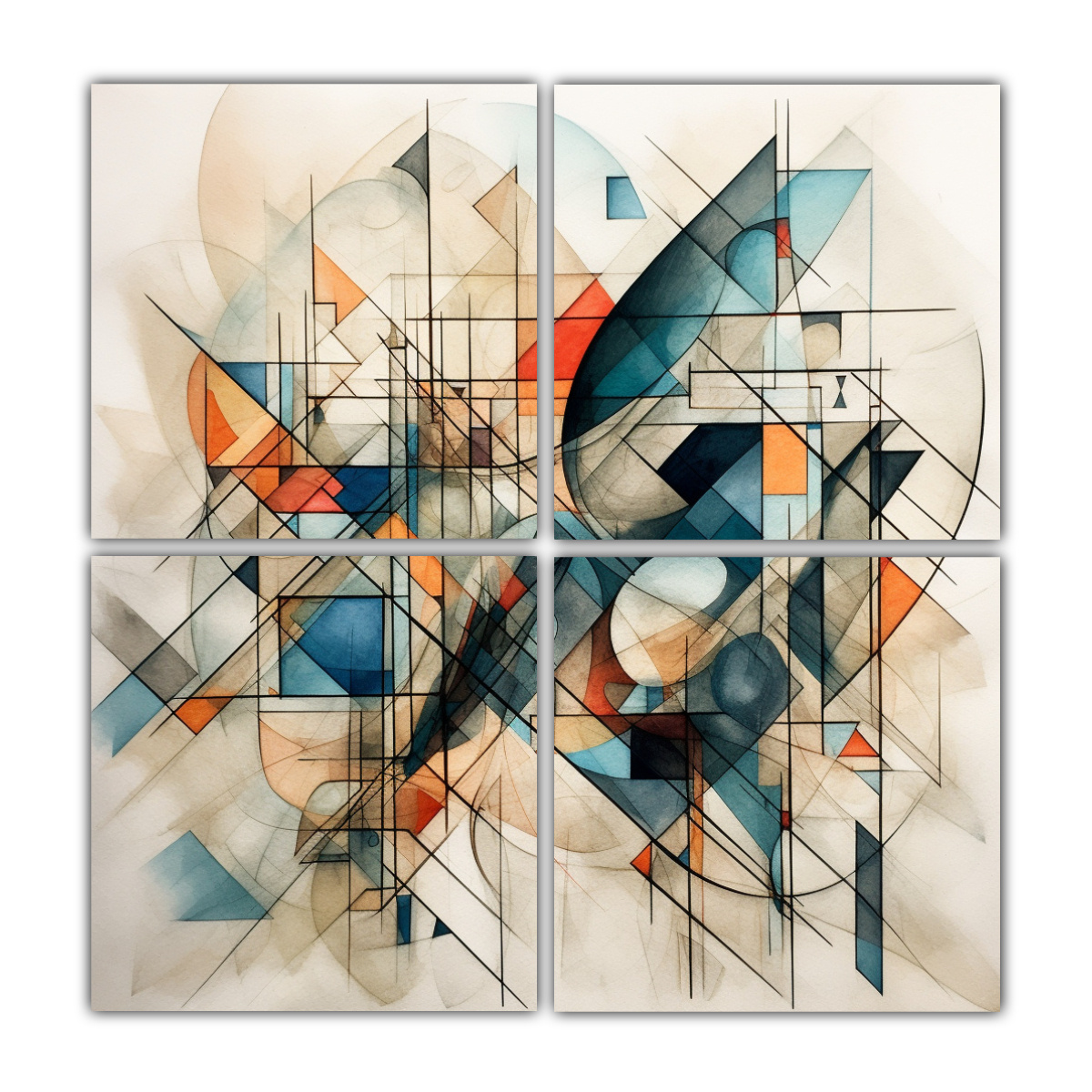 CUADRO PATRON INTENSO CON FORMAS GEOMETRICAS 100X100 CM - 1
