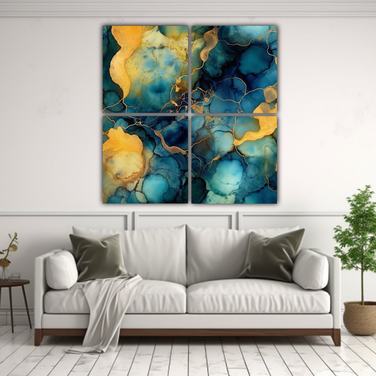 ALUCINANTE FONDO AZUL Y DORADO CON TEXTURA DE 120X120 CM - 2