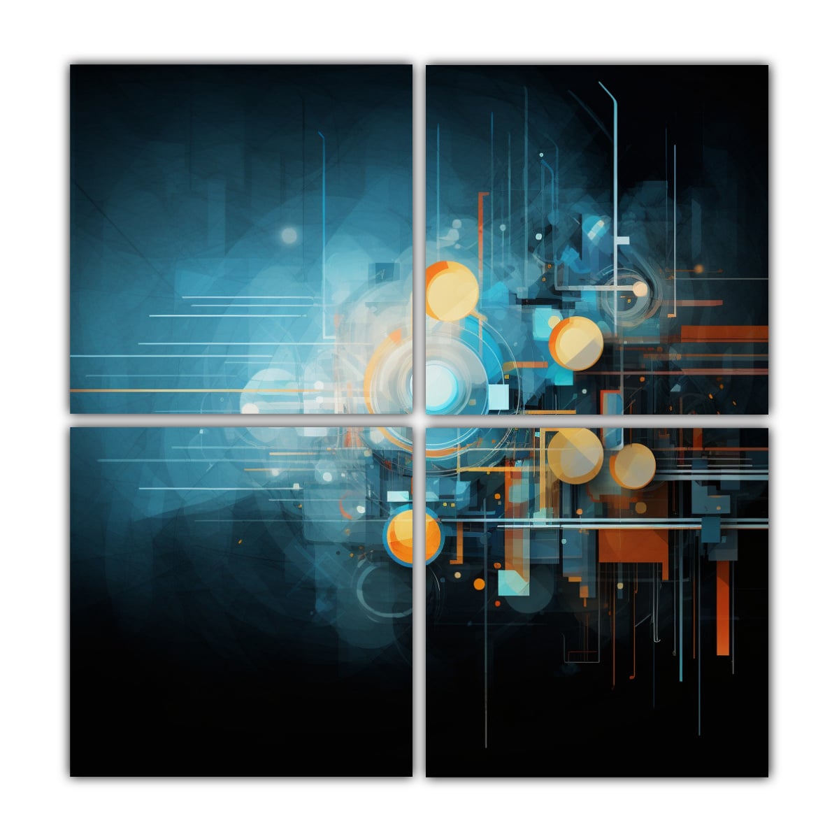 CUATRO LIENZOS DE TELA PATRON ABSTRACTO ELEGANTE 160X160 CM - 1