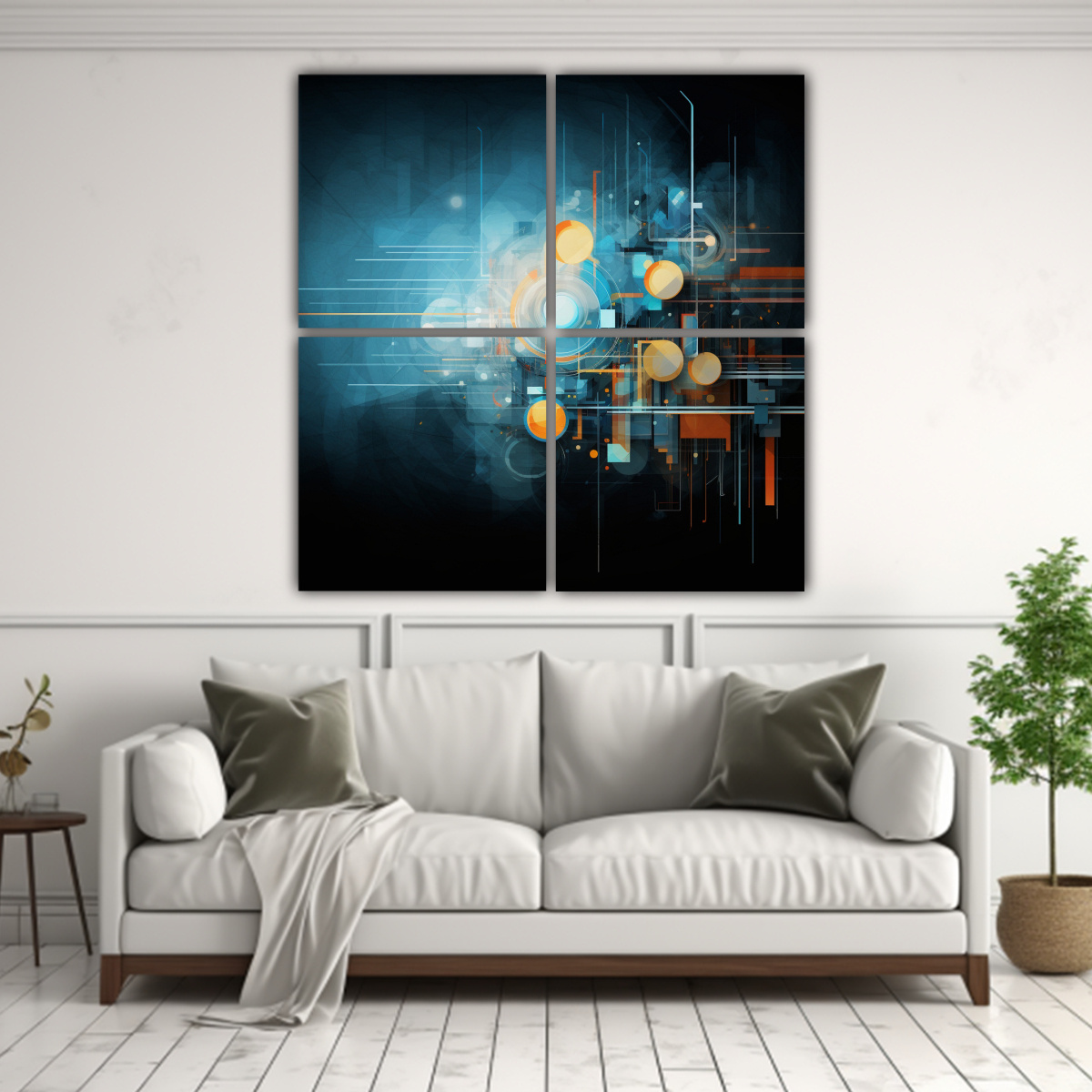 CUATRO LIENZOS DE TELA PATRON ABSTRACTO ELEGANTE 160X160 CM - 2
