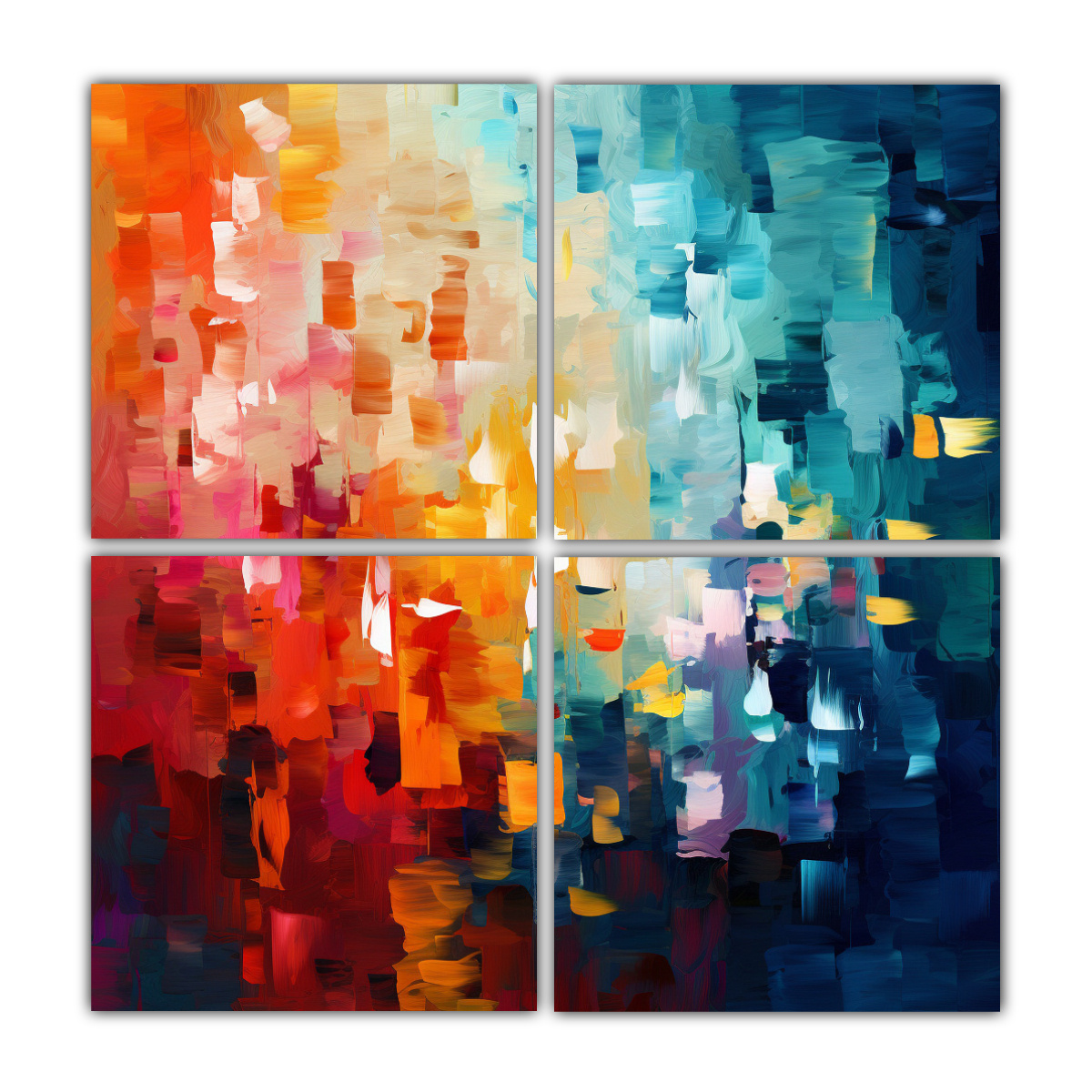 CUATRO COMPOSICIONES DECORATIVAS CON COLORES 80X80 CM - 1