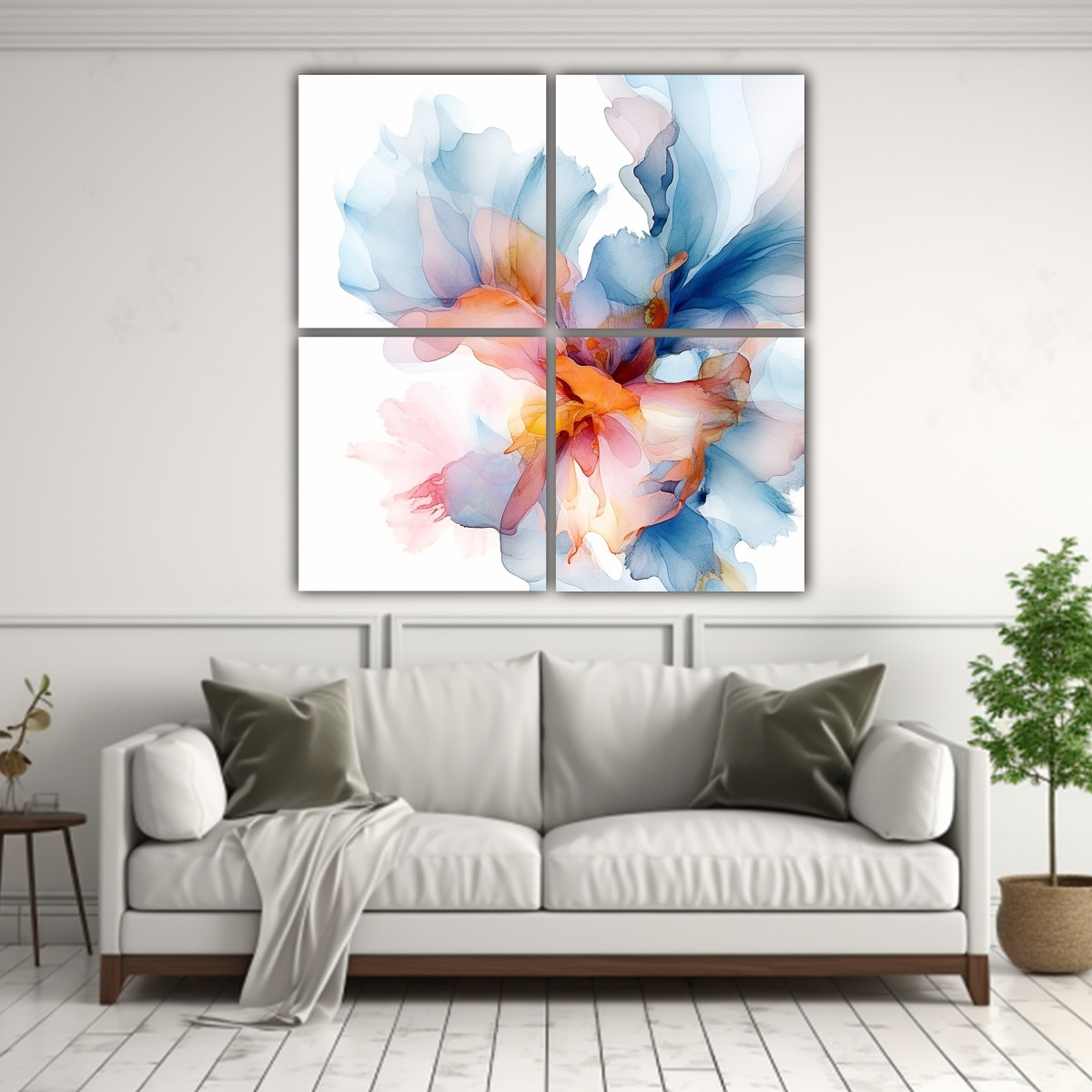 CUATRO PINTURAS EN TELA HERMOSAS CON FONDO BLANCO 140X140 CM - 2