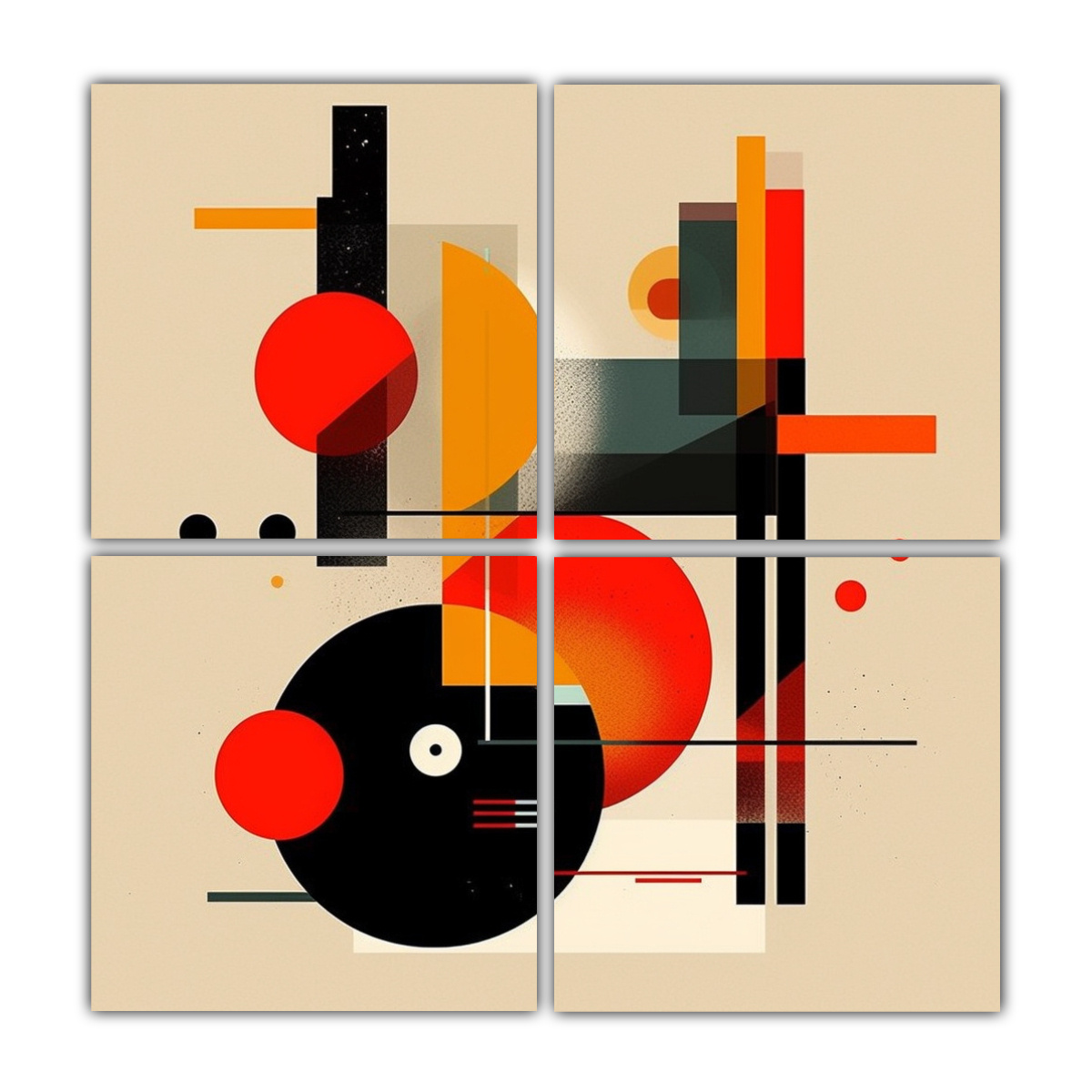 PINTURA ABSTRACTA ESTILO BAUHAUS, DISEÑO DE 180X180 CM - 1