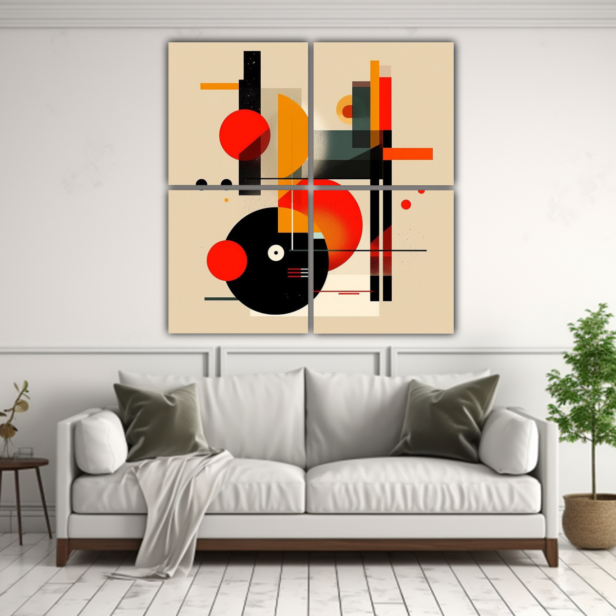 PINTURA ABSTRACTA ESTILO BAUHAUS, DISEÑO DE 180X180 CM - 2