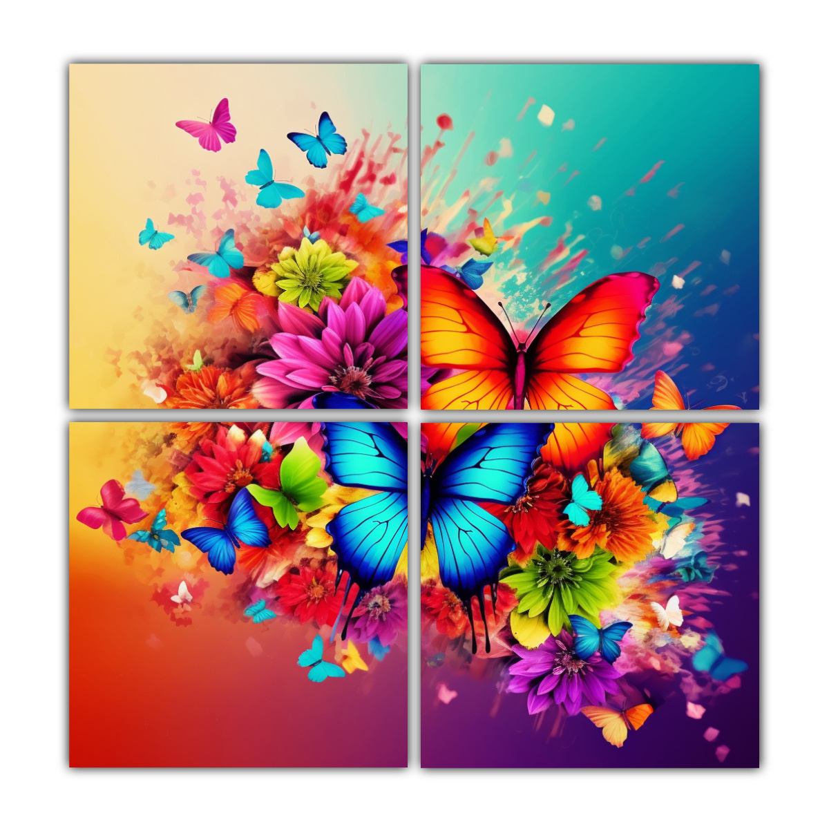 PINTURAS DECORATIVAS DE MARIPOSAS ARCOÍRIS CON 160X160 CM - 1