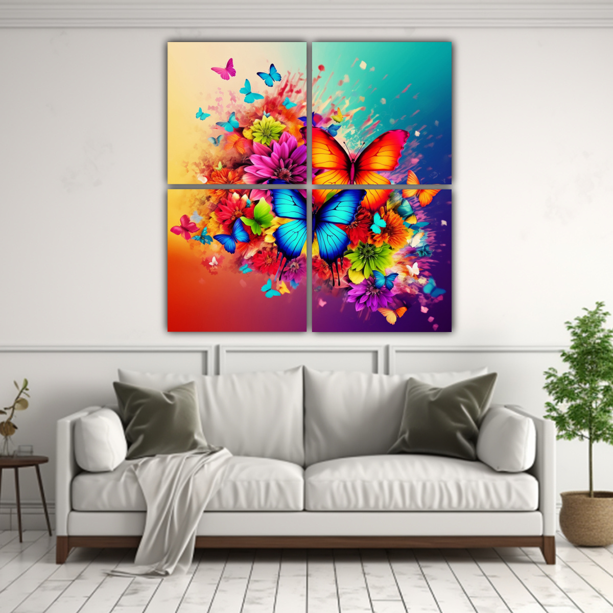 PINTURAS DECORATIVAS DE MARIPOSAS ARCOÍRIS CON 160X160 CM - 2