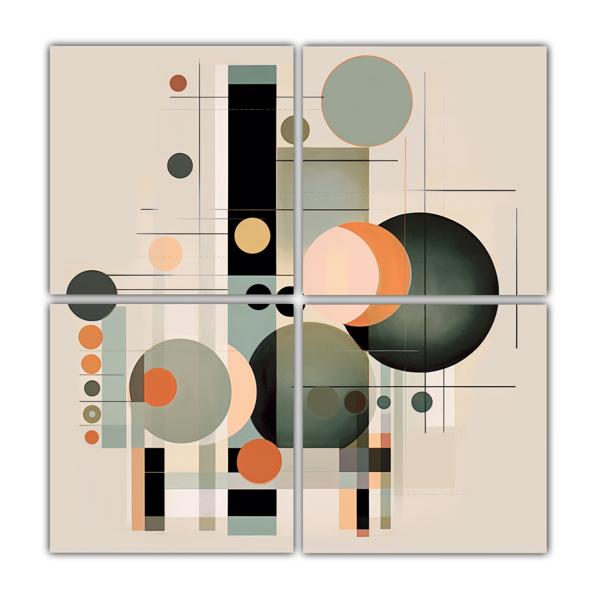 CUATRO TELAS EN BASTIDOR CON FORMAS ABSTRACTAS EN 160X160 CM - 1