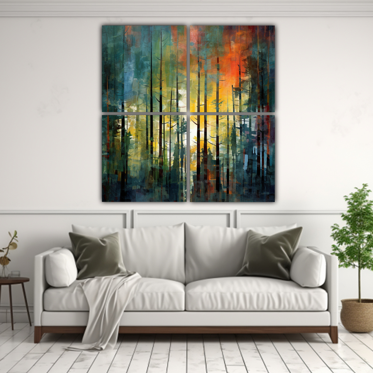 4 CUADROS DE IMAGEN ELEGANTE CON ÁRBOLES DE PINO 200X200 CM - 2