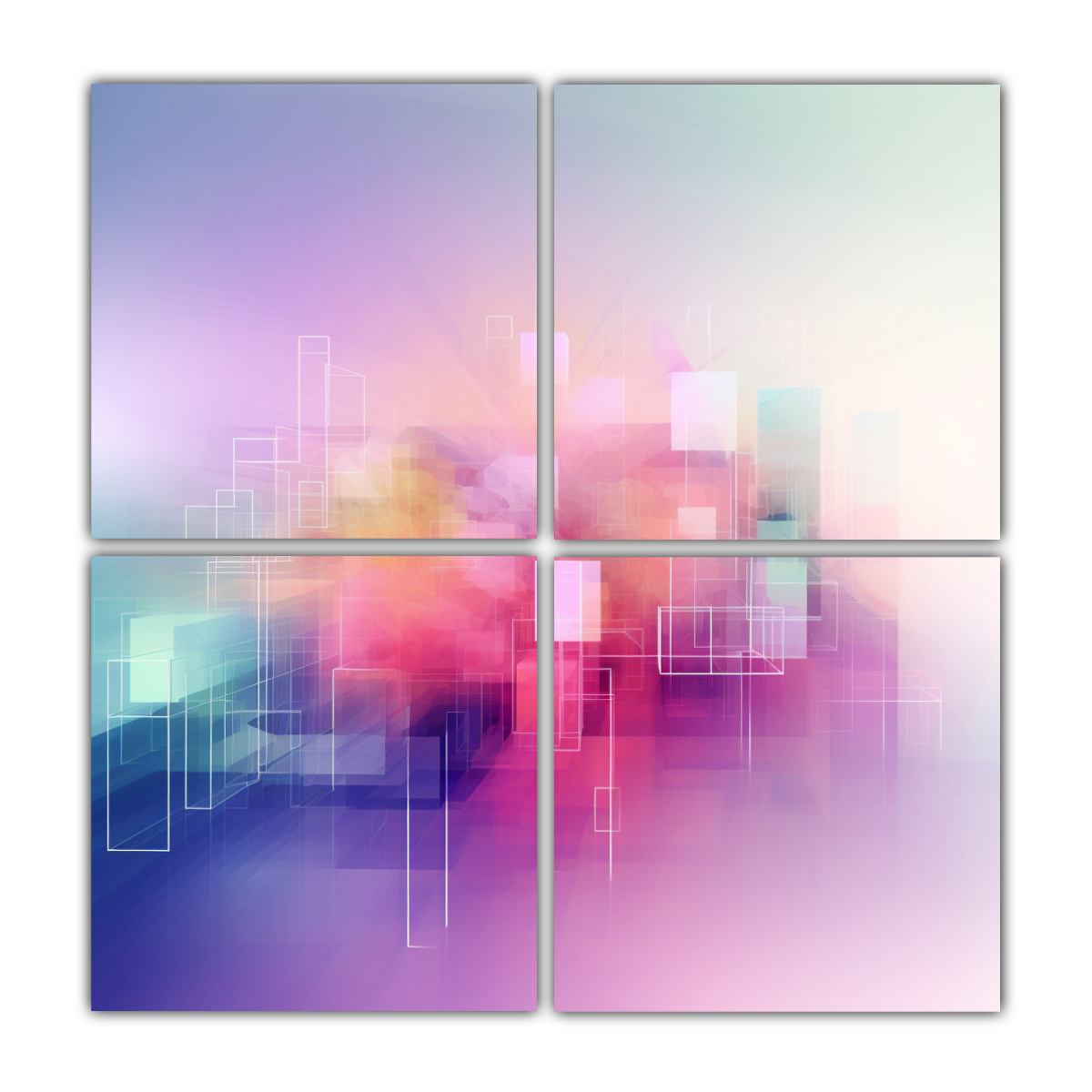 CUATRO LIENZOS DE TELA COMPOSICIÓN EN TONOS 200X200 CM - 1
