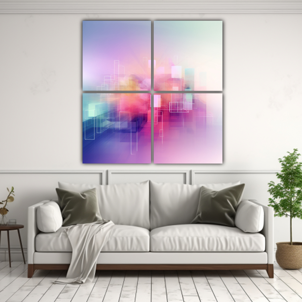 CUATRO LIENZOS DE TELA COMPOSICIÓN EN TONOS 200X200 CM - 2