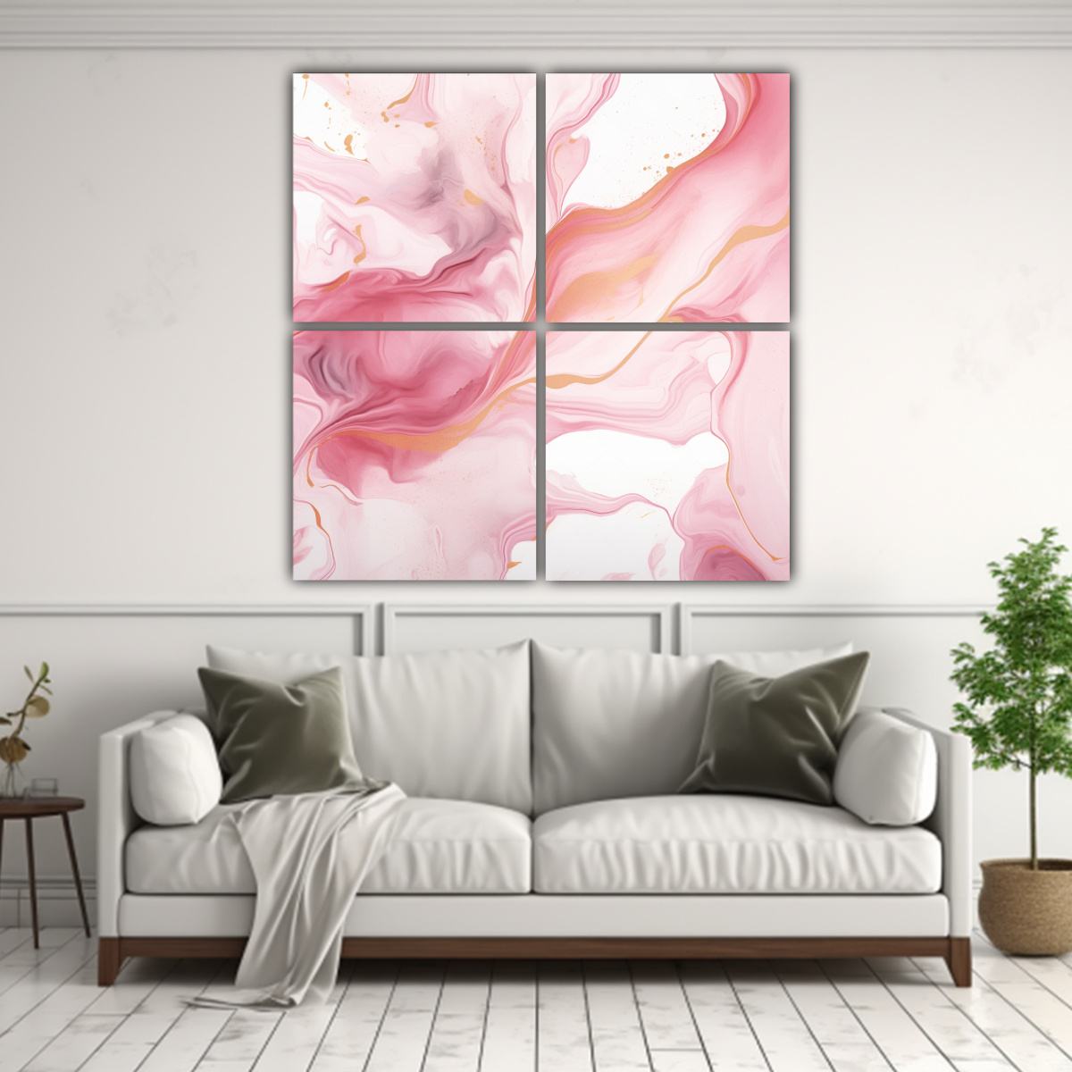 CUATRO TELAS EN BASTIDOR DECORATIVO WATERCOLOR 180X180 CM - 2