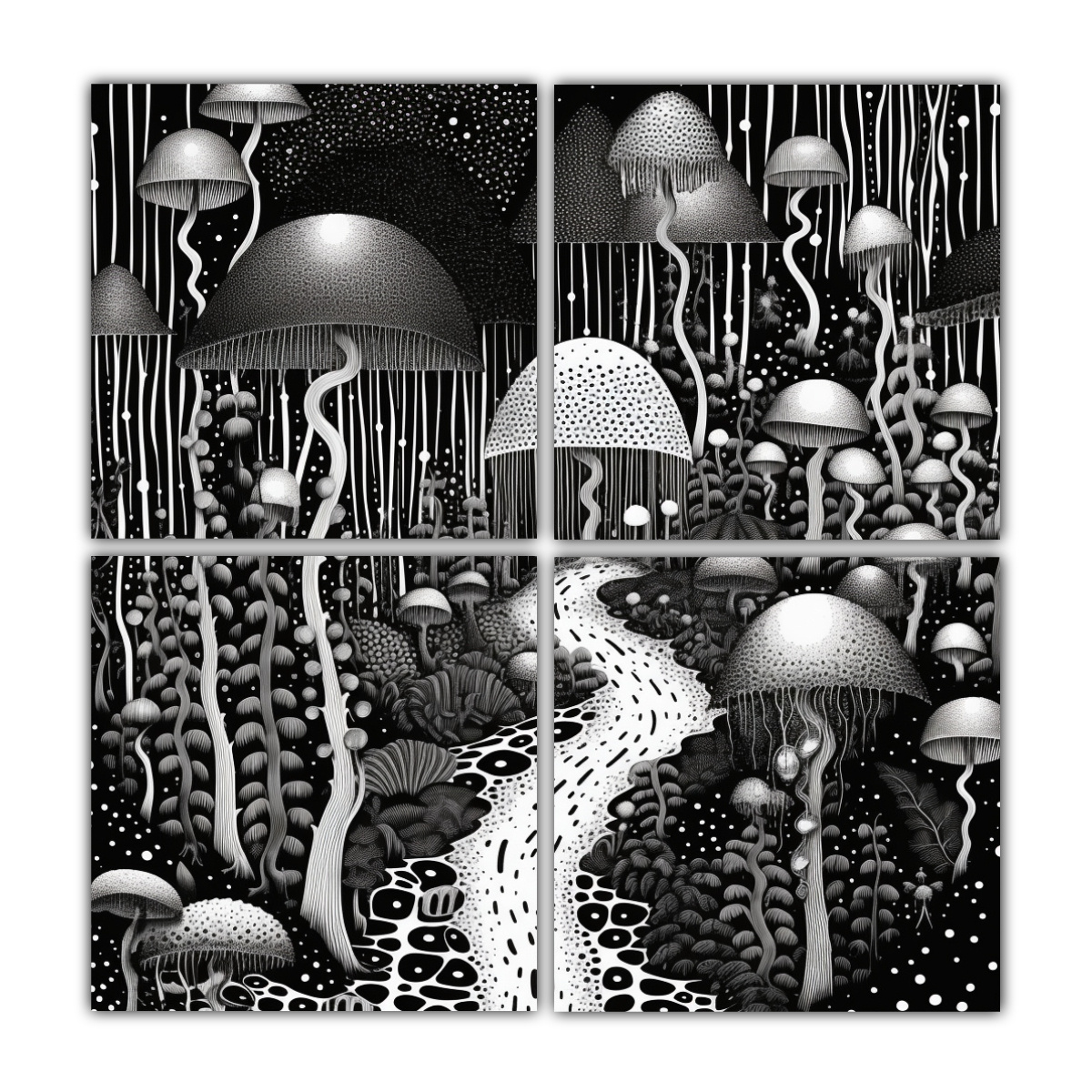 CUADROS ESPECTACULAR SURREALISTA EN BLANCO Y 180X180 CM - 1