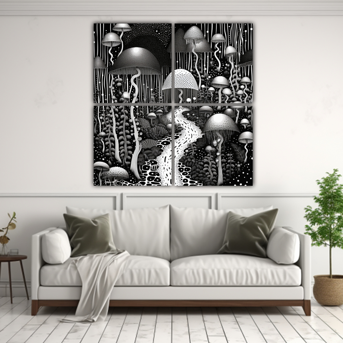 CUADROS ESPECTACULAR SURREALISTA EN BLANCO Y 180X180 CM - 2