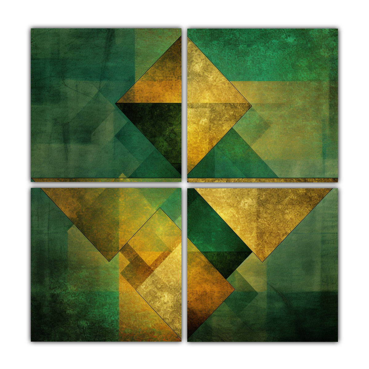 CUADROS DECORATIVOS VERDES Y DORADOS CON 200X200 CM - 1