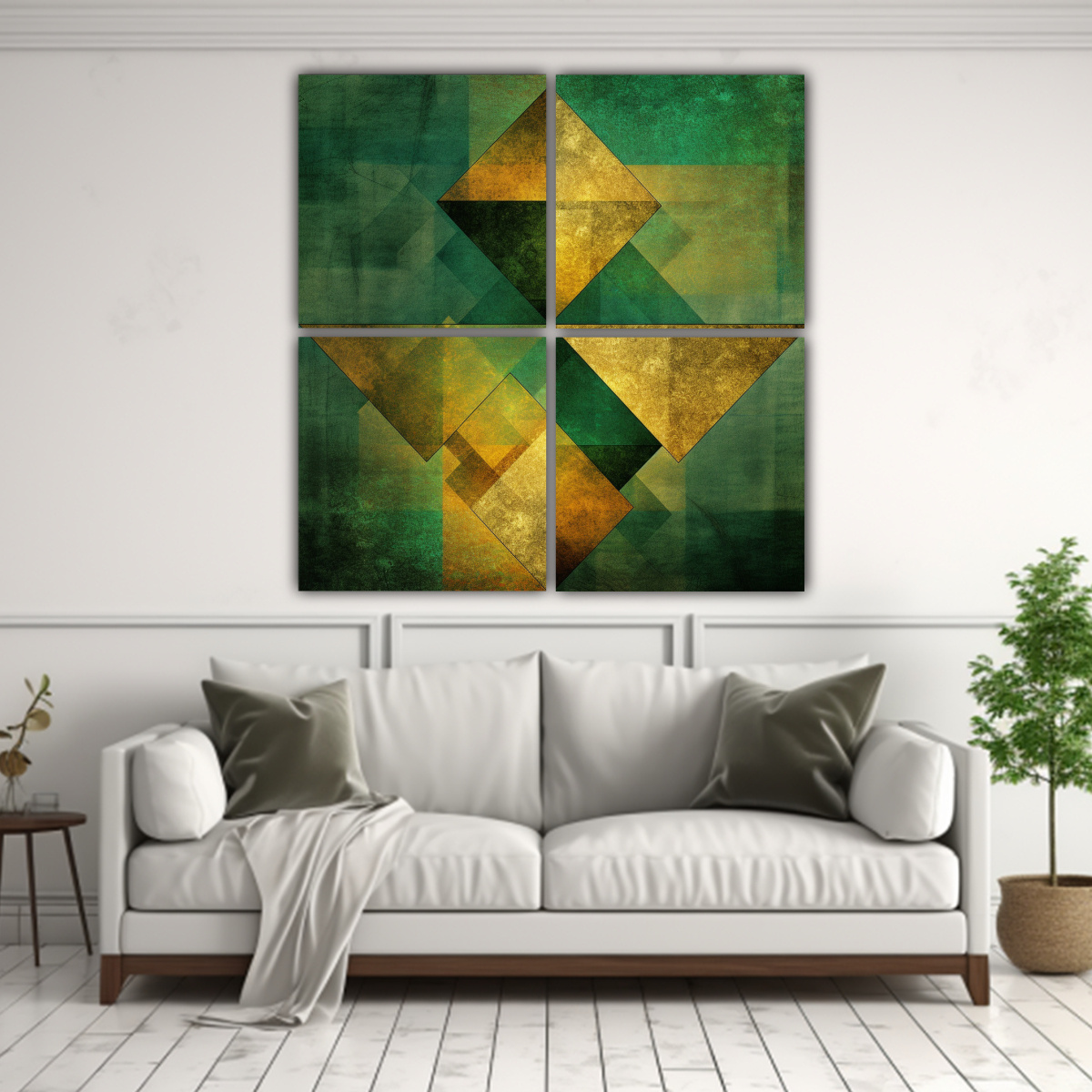 CUADROS DECORATIVOS VERDES Y DORADOS CON 200X200 CM - 2